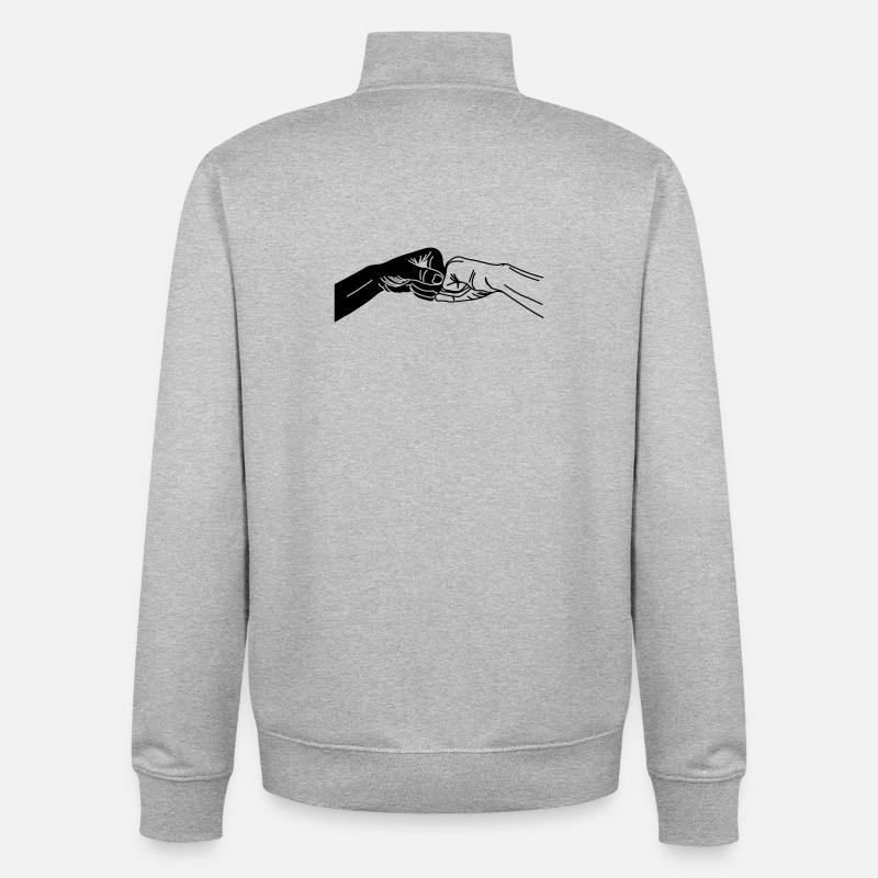 Les poings noir et blanc travaillent ensemble poing salutation - Sweat zippé unisexe en coton bio Stanley/Stella - gris chiné