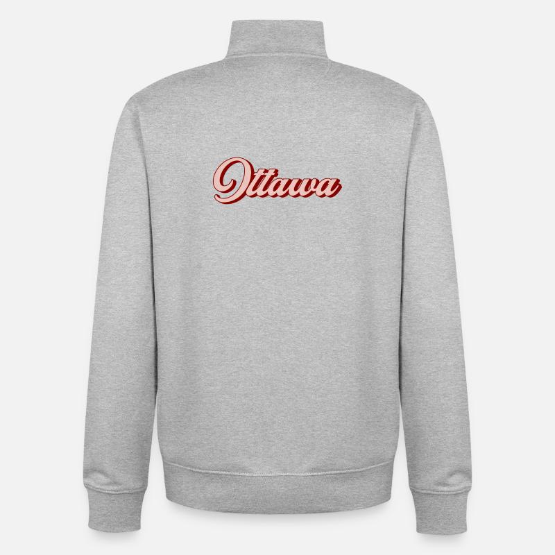 Script rétro d’Ottawa - Sweat zippé unisexe en coton bio Stanley/Stella - gris chiné
