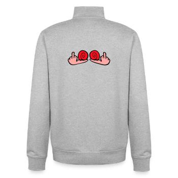 Schnecke Mittelfinger Beleidigung Wichser Fuck You - Unisex Organic Zip Sweatshirt von Stanley/Stella - Grau meliert - Hinten - AI Model Male 185 light (185cm)