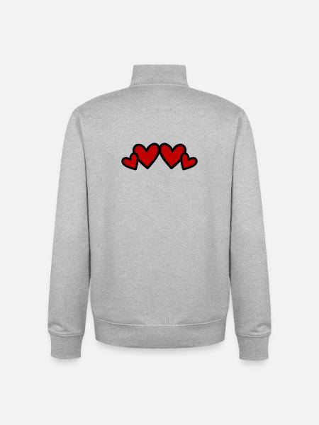 Hearts Symbol Love - Unisex Organic Zip Sweatshirt by Stanley/Stella - heather grey