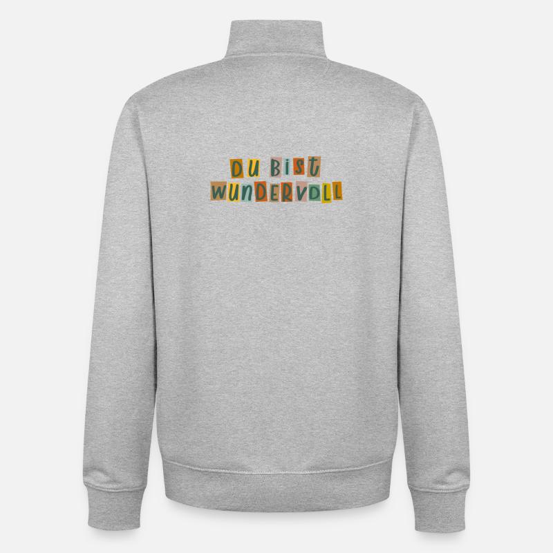 Tu es merveilleuse - Sweat zippé unisexe en coton bio Stanley/Stella - gris chiné
