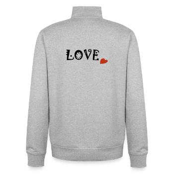 Amour - Sweat zippé unisexe en coton bio Stanley/Stella - gris chiné - Dos - AI Model Male 185 light (185cm)