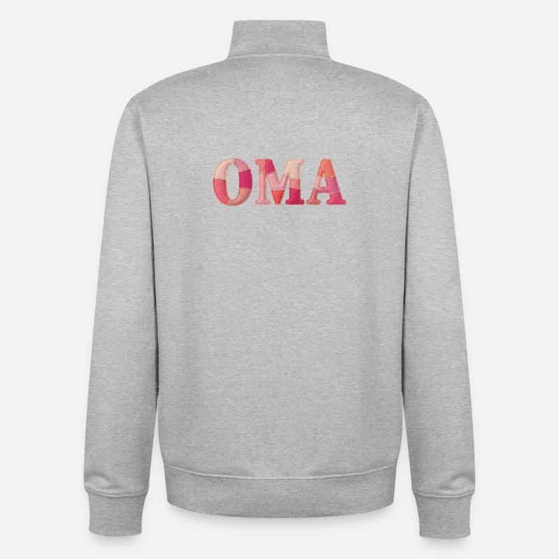 Cadeau OMA Cozy Patchwork - Sweat zippé unisexe en coton bio Stanley/Stella - gris chiné