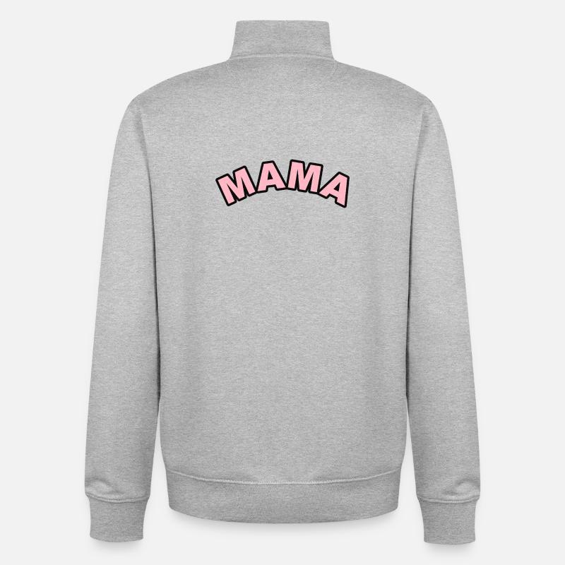 Lettrage floral rose Mama - Sweat zippé unisexe en coton bio Stanley/Stella - gris chiné