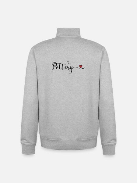 Pottery Heart Typography Gift - Unisex Organic Zip Sweatshirt by Stanley/Stella - heather grey