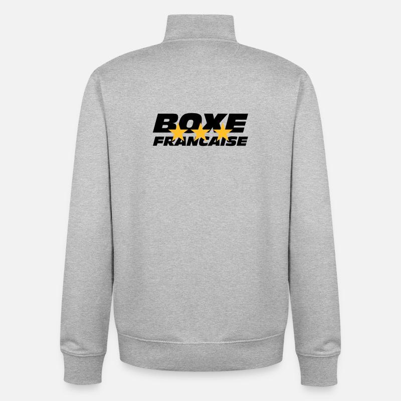 Boxe Francaise - Sweat zippé unisexe en coton bio Stanley/Stella - gris chiné