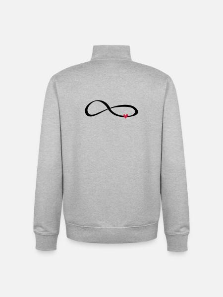 Infinity sign symbol gift love - Unisex Organic Zip Sweatshirt by Stanley/Stella - heather grey
