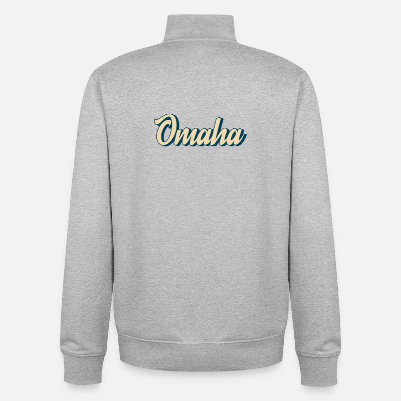 Omaha Script Retro - Unisex Organic Zip Sweatshirt von Stanley/Stella - Grau meliert