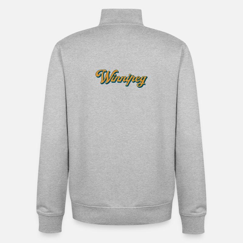 Winnipeg Retro Script - Unisex Organic Zip Sweatshirt by Stanley/Stella - heather grey