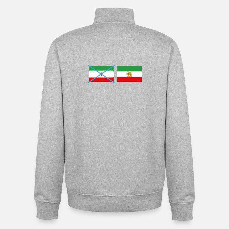 Drapeaux iraniens brisés - Sweat zippé unisexe en coton bio Stanley/Stella - gris chiné