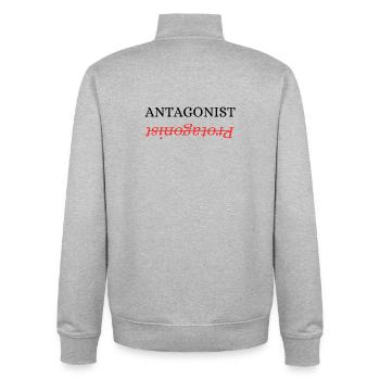antagonist protagonist - Unisex Organic Zip Sweatshirt by Stanley/Stella - heather grey - Back - AI Model Male 185 light (185cm)