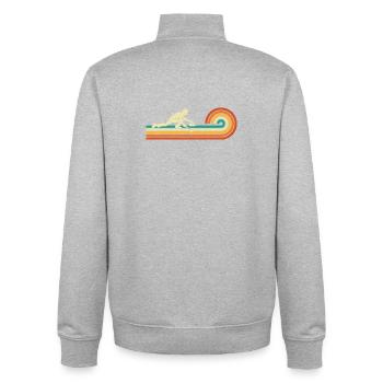 Retro Curler Sliding Curling Winter Sport - Sweat zippé unisexe en coton bio Stanley/Stella - gris chiné - Dos - AI Model Male 185 light (185cm)