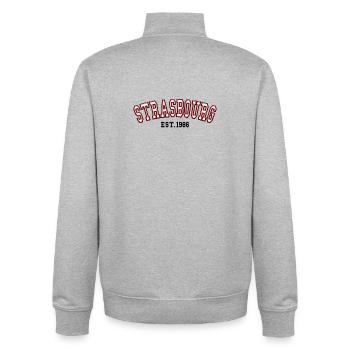 Strasbourg Est. 1986 - Unisex Organic Zip Sweatshirt by Stanley/Stella - heather grey - Back - AI Model Male 185 light (185cm)