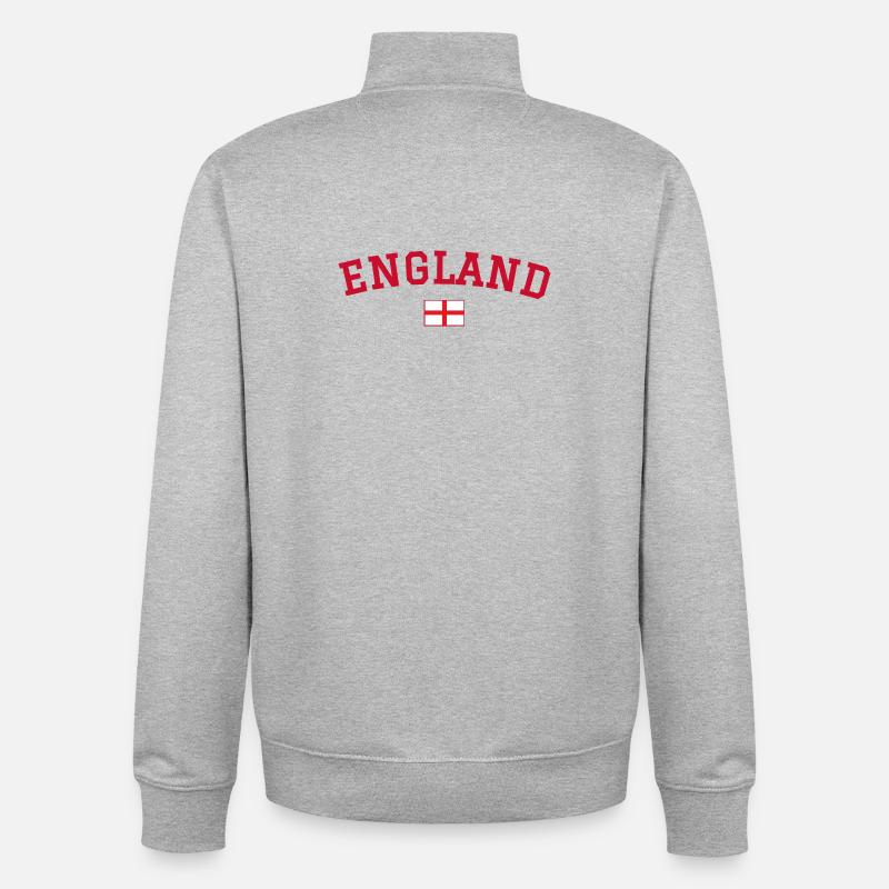 Drapeau anglais : dessin rouge - Sweat zippé unisexe en coton bio Stanley/Stella - gris chiné
