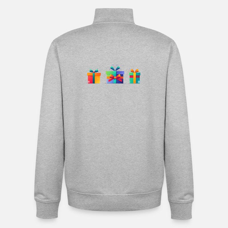 Rainbow Gift Boxes Trio - Unisex Organic Zip Sweatshirt by Stanley/Stella - heather grey