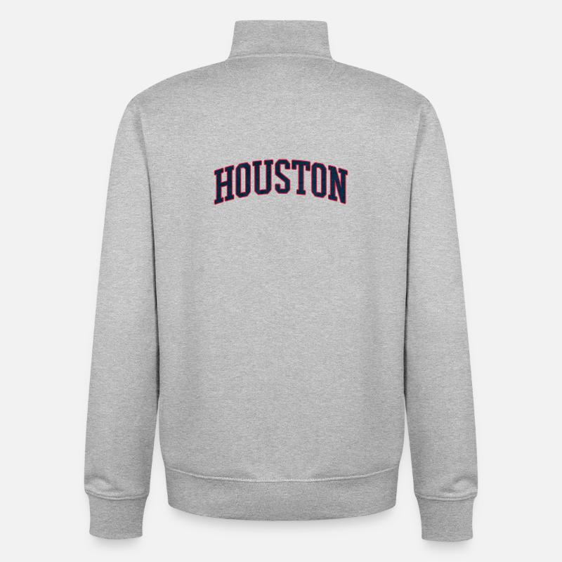 Houston Varsity Bogen Schriftzug - Unisex Organic Zip Sweatshirt von Stanley/Stella - Grau meliert