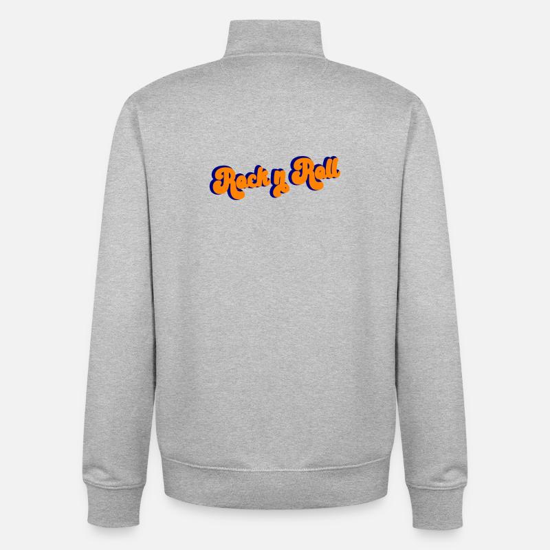 Rock and Roll Design Retro - Unisex Organic Zip Sweatshirt by Stanley/Stella - heather grey