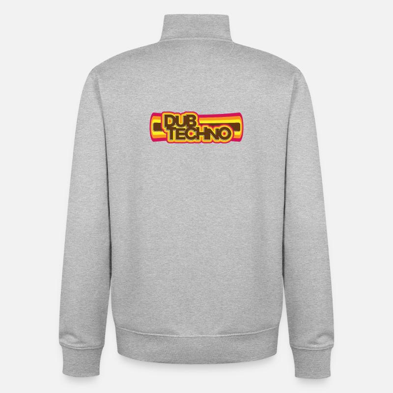 Dub Techno Rétro Psychédélisme - Sweat zippé unisexe en coton bio Stanley/Stella - gris chiné