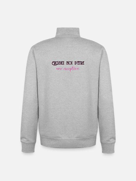 Excusez Moi DÊtre Une Exception - Sweat zippé unisexe en coton bio Stanley/Stella - gris chiné