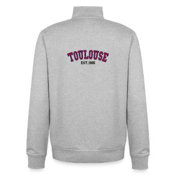 Toulouse Est. 1995 - Unisex Organic Zip Sweatshirt by Stanley/Stella - heather grey - Back - AI Model Male 185 light (185cm)