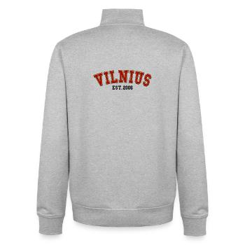 Vilnius Fondée en 2006 - Sweat zippé unisexe en coton bio Stanley/Stella - gris chiné - Dos - AI Model Male 185 light (185cm)