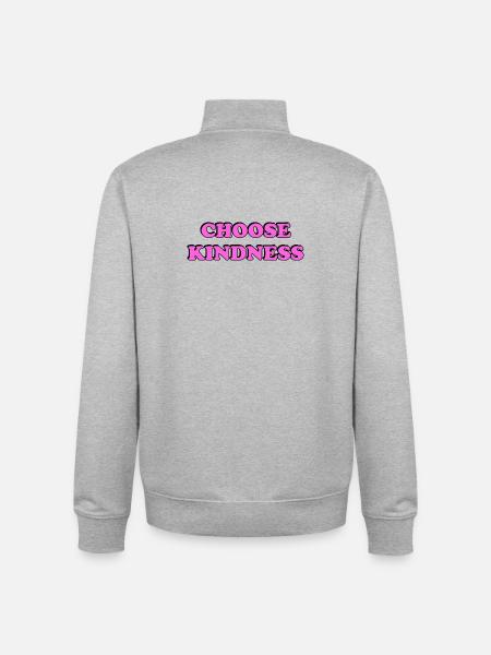 Choose Kindness pink - Unisex Organic Zip Sweatshirt by Stanley/Stella - heather grey