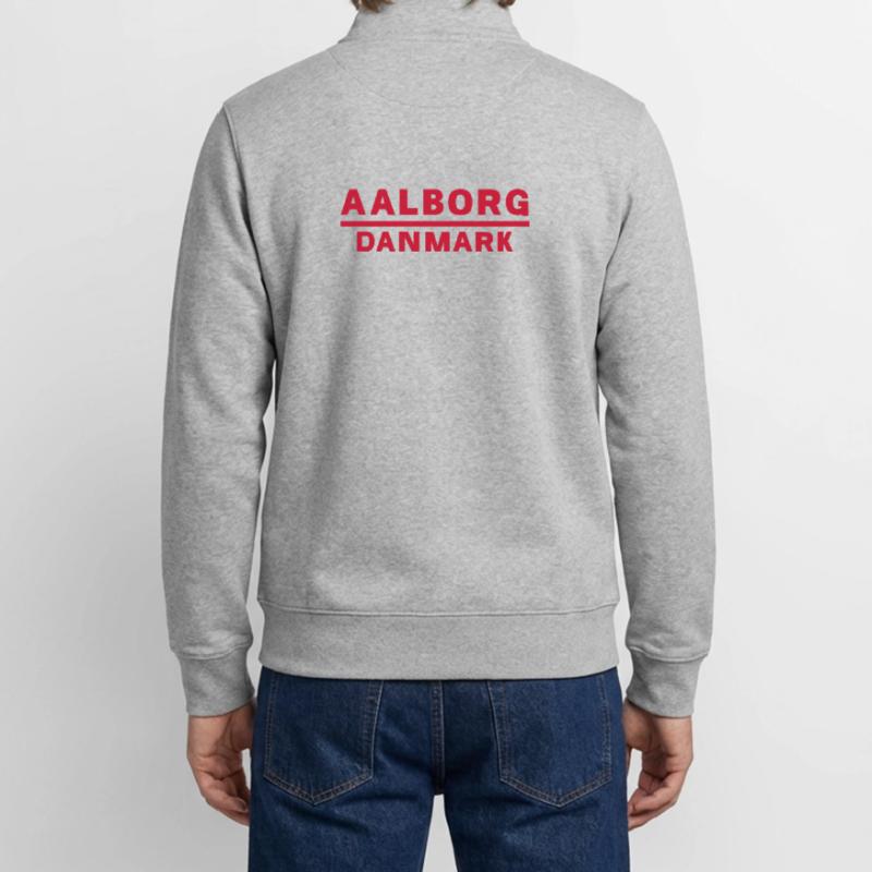 Aalborg Dänemark Rotes Textdesign Unisex Organic Zip Sweatshirt von Stanley/Stella
