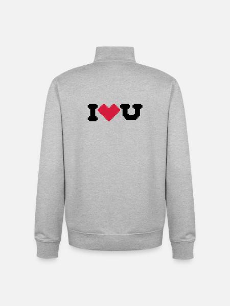 i love u - Unisex Organic Zip Sweatshirt by Stanley/Stella - heather grey
