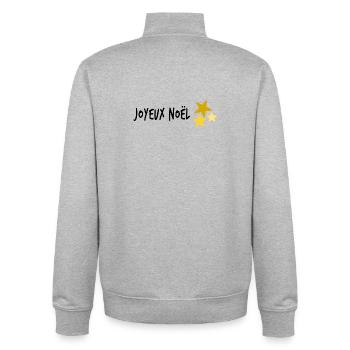 NOËL. JOYEUX NOËL. MERRY CHRISTMAS - Sweat zippé unisexe en coton bio Stanley/Stella - gris chiné - Dos - AI Model Male 185 light (185cm)
