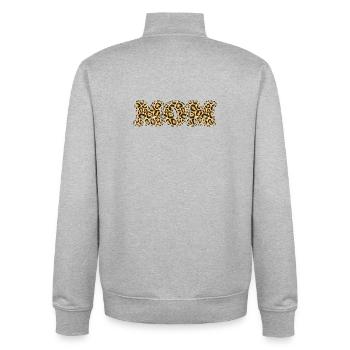 MOM Léopard Motif Imprimé - Sweat zippé unisexe en coton bio Stanley/Stella - gris chiné - Dos - AI Model Male 185 light (185cm)