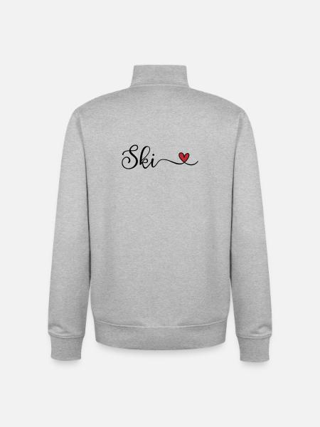 Ski with heart - Unisex Organic Zip Sweatshirt by Stanley/Stella - heather grey