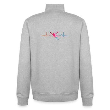 Boulderer Herzschlag Boulder Bouldern - Unisex Organic Zip Sweatshirt von Stanley/Stella - Grau meliert - Hinten - AI Model Male 185 light (185cm)