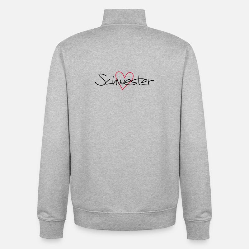 Herz Schwester Schwesterherz Geschenk Liebe - Unisex Organic Zip Sweatshirt von Stanley/Stella - Grau meliert