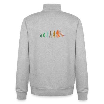 Cyclisme, Cyclball, Cyclisme en salle, Évolution - Sweat zippé unisexe en coton bio Stanley/Stella - gris chiné - Dos - AI Model Male 185 light (185cm)
