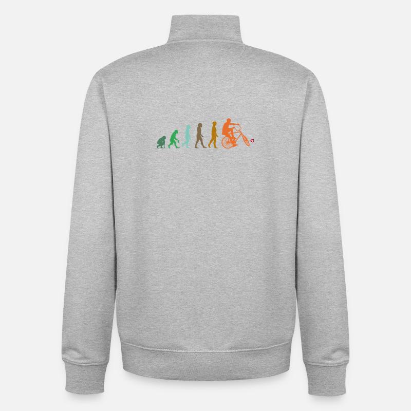 Cyclisme, Cyclball, Cyclisme en salle, Évolution - Sweat zippé unisexe en coton bio Stanley/Stella - gris chiné
