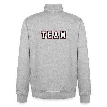 Lettrage d’équipe - Sweat zippé unisexe en coton bio Stanley/Stella - gris chiné - Dos - AI Model Male 185 light (185cm)
