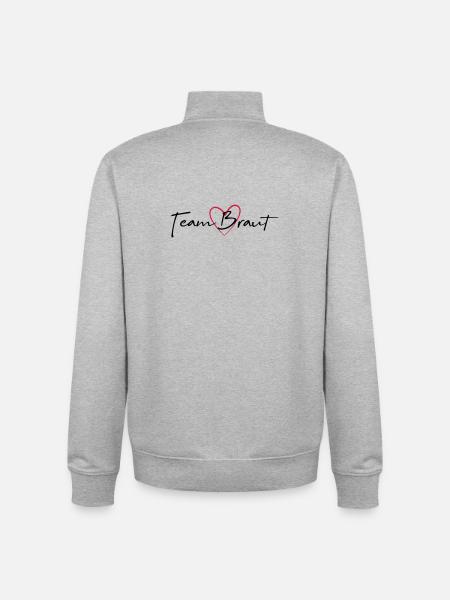 Team Bride Heart Hen Party - Unisex Organic Zip Sweatshirt by Stanley/Stella - heather grey