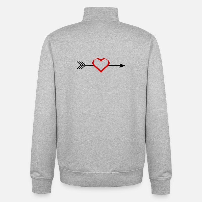 Cadeau Saint-Valentin Saint-Valentin - Sweat zippé unisexe en coton bio Stanley/Stella - gris chiné