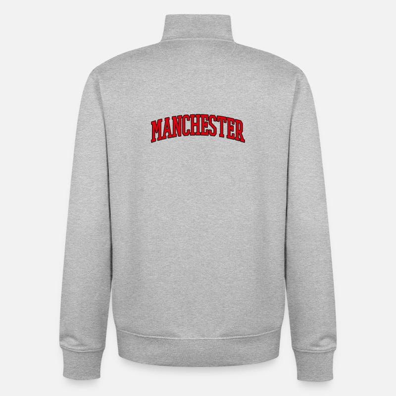 Manchester Angleterre - Sweat zippé unisexe en coton bio Stanley/Stella - gris chiné