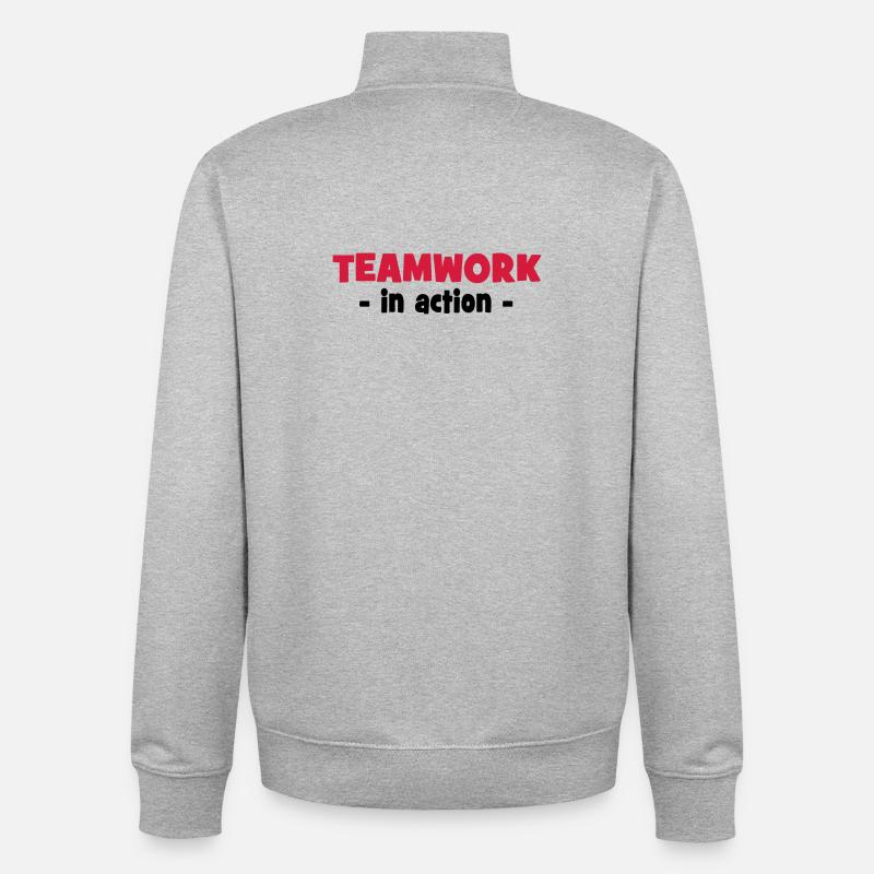 Teamwork in Action - Unisex Organic Zip Sweatshirt by Stanley/Stella - heather grey