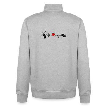 Herzfrequenz Herz-Kreislauf mit Geige und Klavier - Unisex Organic Zip Sweatshirt von Stanley/Stella - Grau meliert - Hinten - AI Model Male 185 light (185cm)