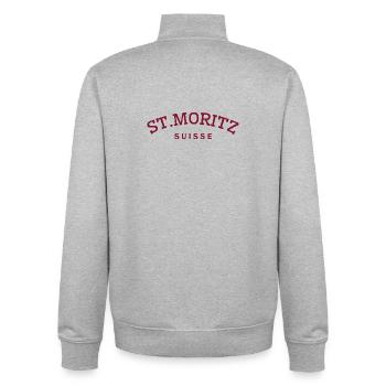 St. Moritz - Suisse - Schweiz - Swiss - Unisex Organic Zip Sweatshirt von Stanley/Stella - Grau meliert - Hinten - AI Model Male 185 light (185cm)