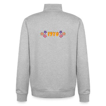 1970 hippie style - Unisex Organic Zip Sweatshirt by Stanley/Stella - heather grey - Back - AI Model Male 185 light (185cm)
