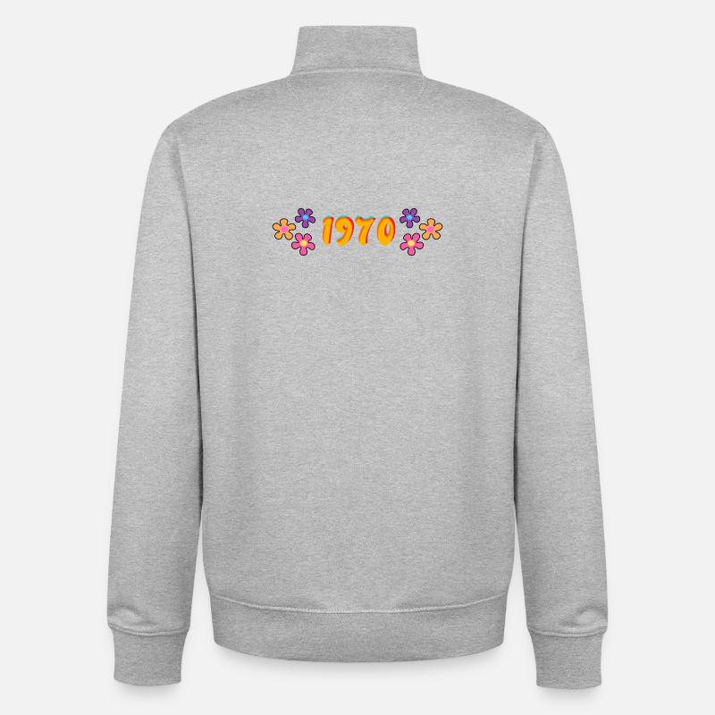 1970 hippie style - Sweat zippé unisexe en coton bio Stanley/Stella - gris chiné