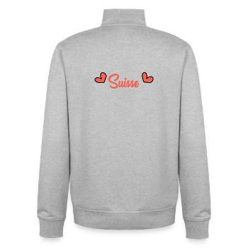 SWITZERLAND. COUNTRY. GENEVA. FLAG - Unisex Organic Zip Sweatshirt by Stanley/Stella - heather grey - Back - AI Model Male 185 light (185cm)