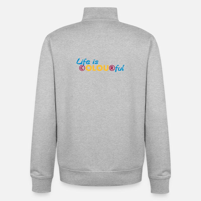 La vie est colorée - Sweat zippé unisexe en coton bio Stanley/Stella - gris chiné