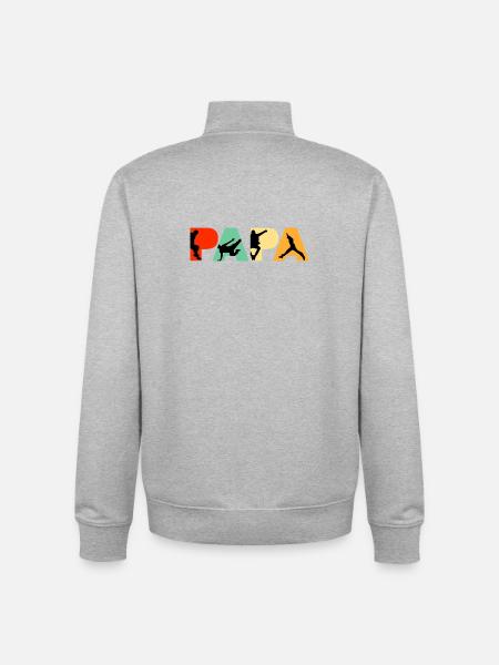 Papa Parkour Retro Freerunning Traceur Dad - Unisex Organic Zip Sweatshirt by Stanley/Stella - heather grey