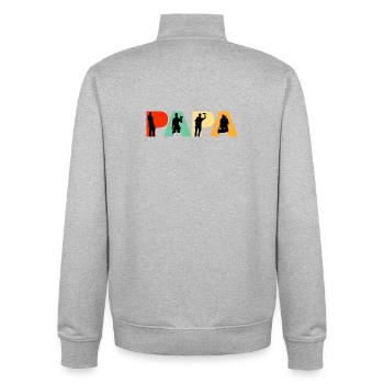 Papa Plumber Retro Tradesman Silhouette Design - Sweat zippé unisexe en coton bio Stanley/Stella - gris chiné - Dos - AI Model Male 185 light (185cm)