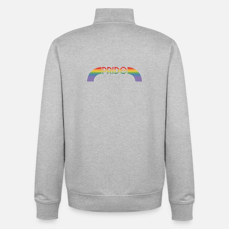 LGBT lgbtqi queer Pride Month arc-en-ciel - Sweat zippé unisexe en coton bio Stanley/Stella - gris chiné