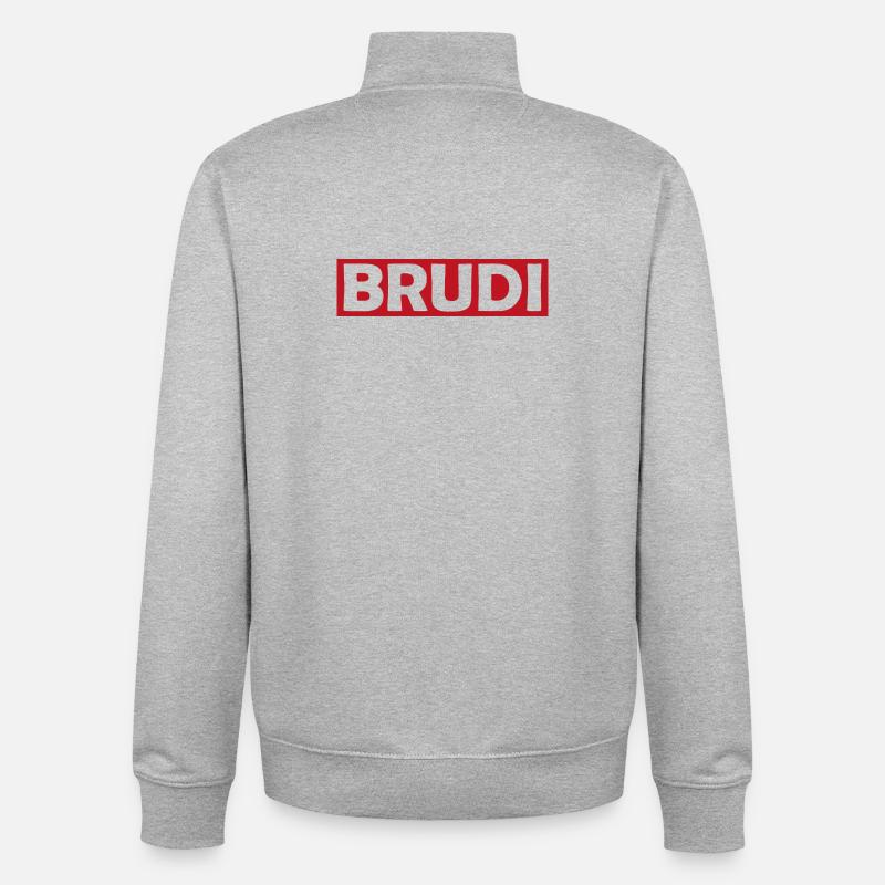 BRUDI Bold Red Logo Tee - Unisex Organic Zip Sweatshirt von Stanley/Stella - Grau meliert